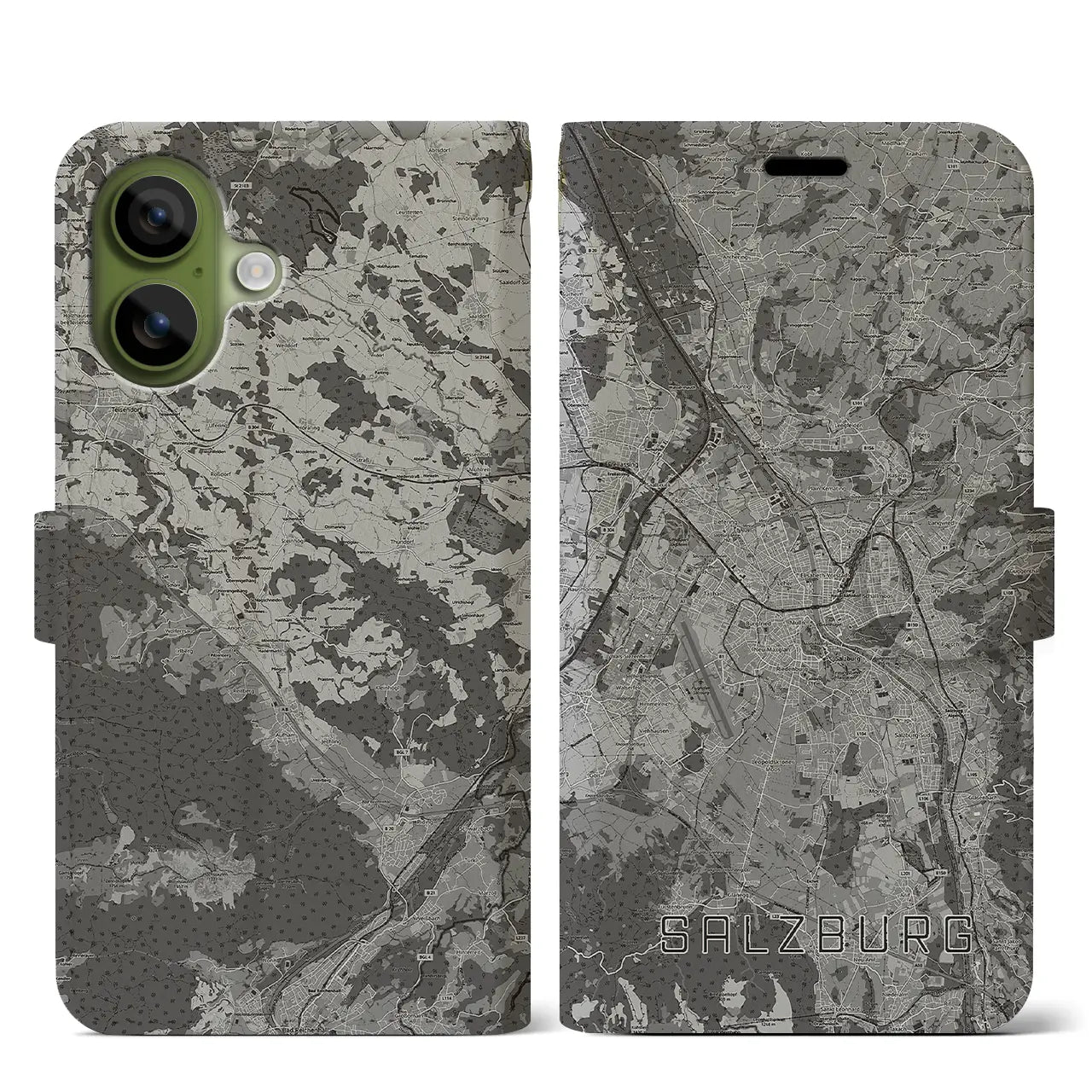 【ザルツブルク(オーストリア)】地図柄iPhoneケース(手帳タイプ)