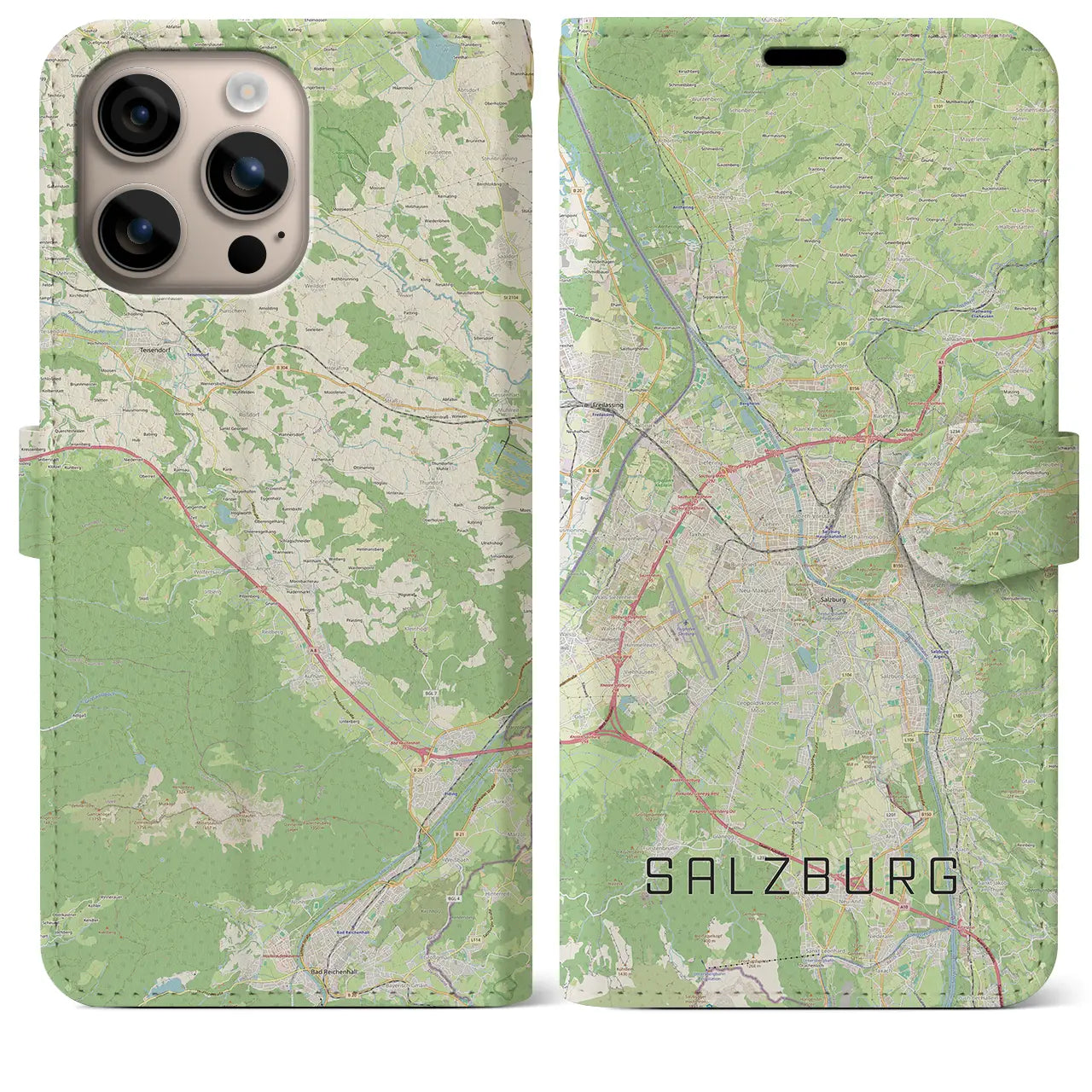 【ザルツブルク(オーストリア)】地図柄iPhoneケース(手帳タイプ)