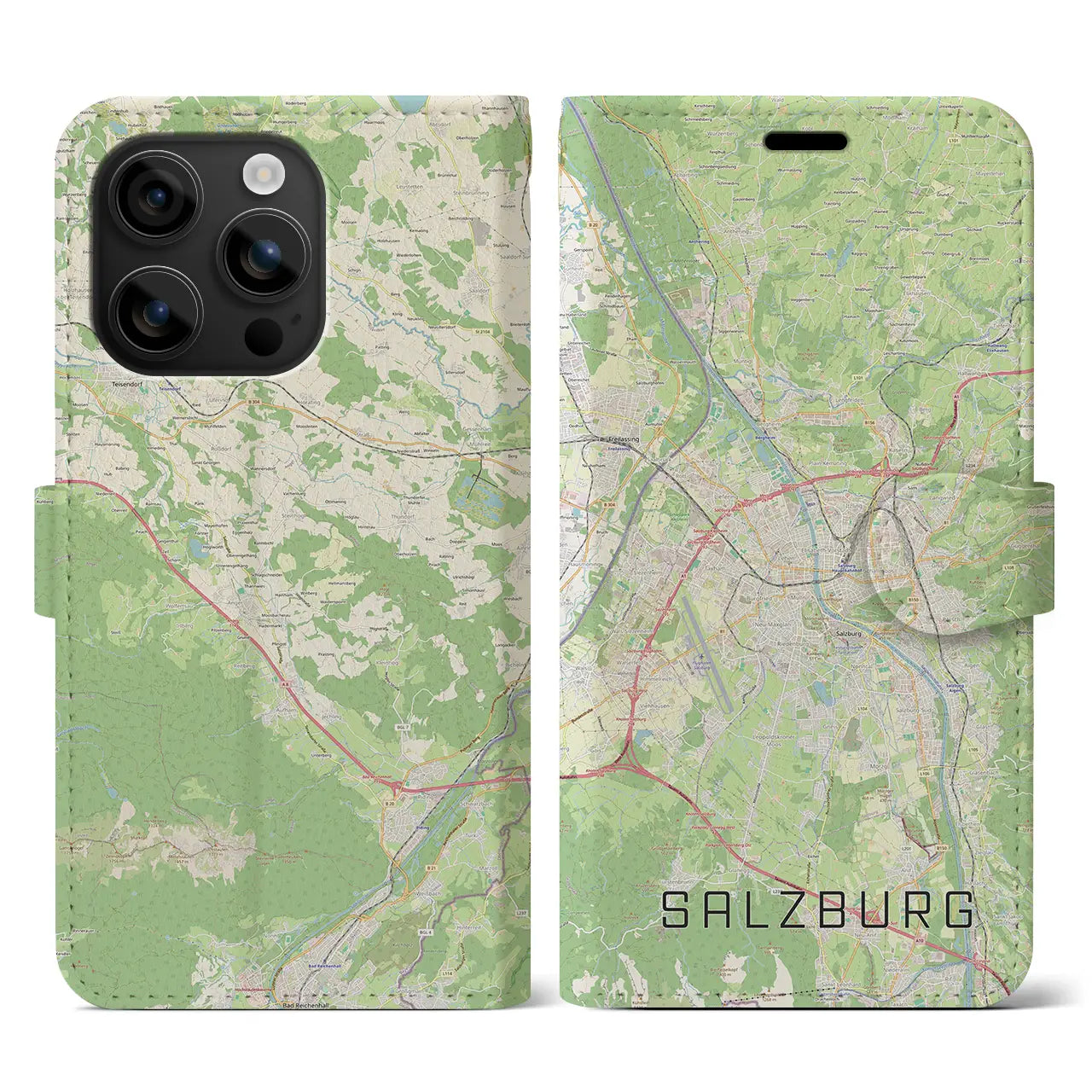 【ザルツブルク(オーストリア)】地図柄iPhoneケース(手帳タイプ)