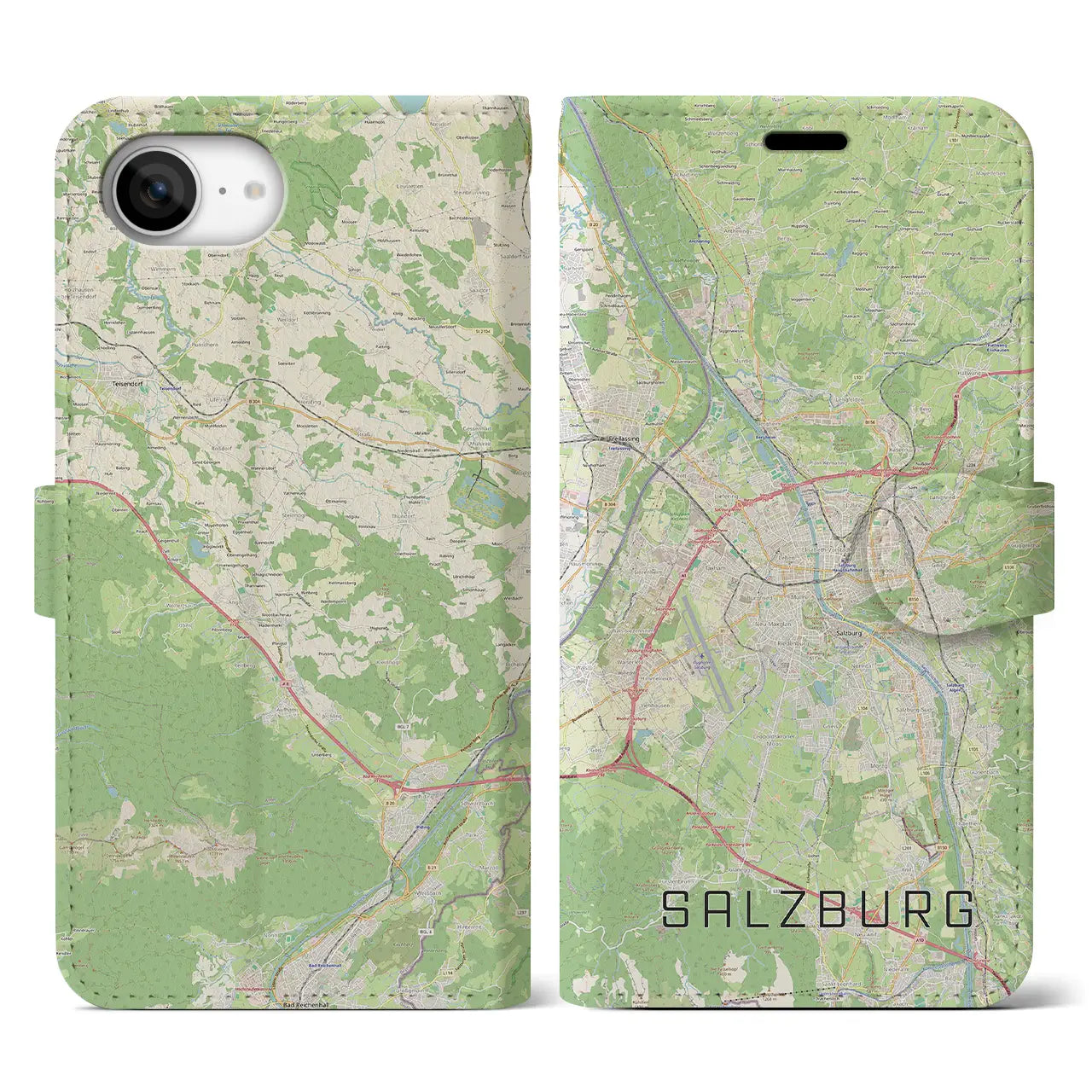 【ザルツブルク(オーストリア)】地図柄iPhoneケース(手帳タイプ)