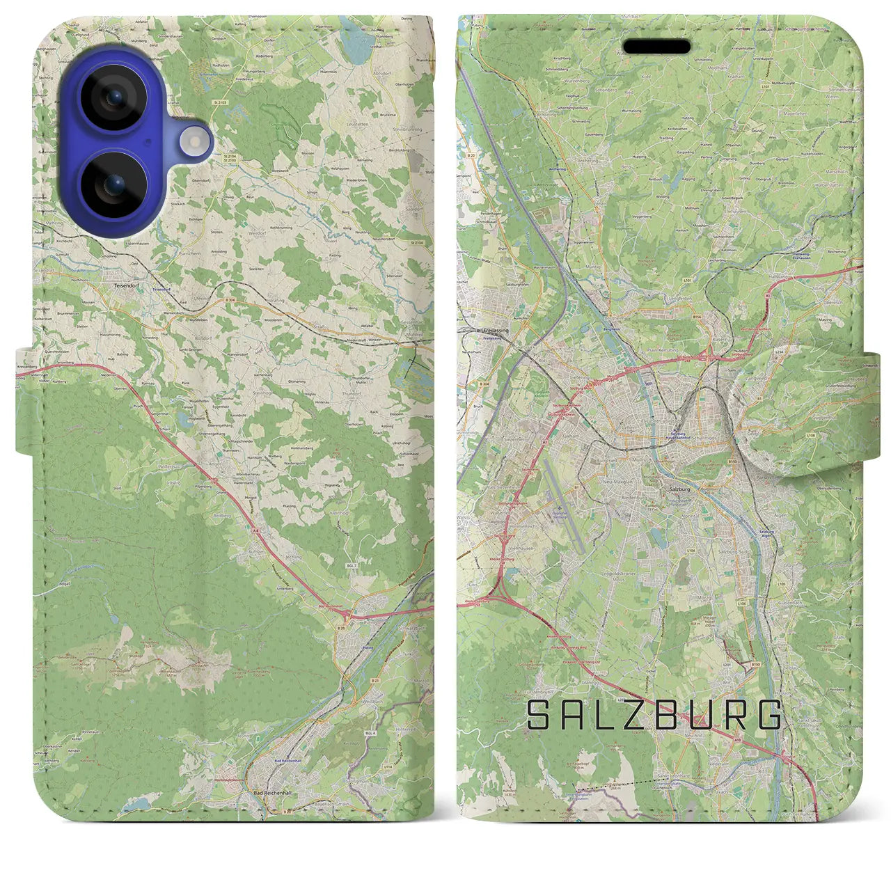 【ザルツブルク(オーストリア)】地図柄iPhoneケース(手帳タイプ)ナチュラル・iPhone 16 Pro Max 用