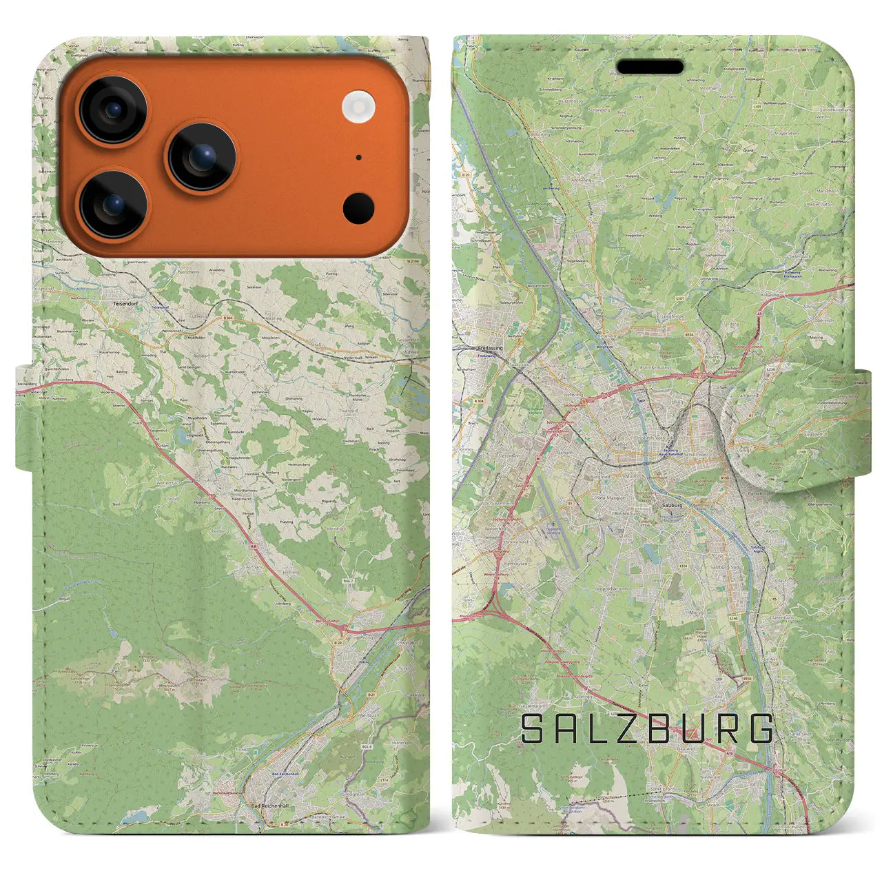 【ザルツブルク(オーストリア)】地図柄iPhoneケース(手帳タイプ)