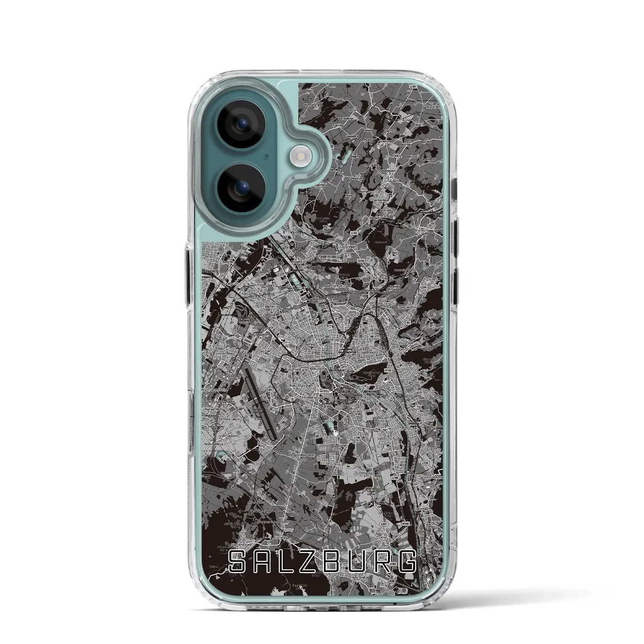 【ザルツブルク(オーストリア)】地図柄iPhoneケース(MagSafeタイプ)モノトーン・iPhone 16 Pro 用