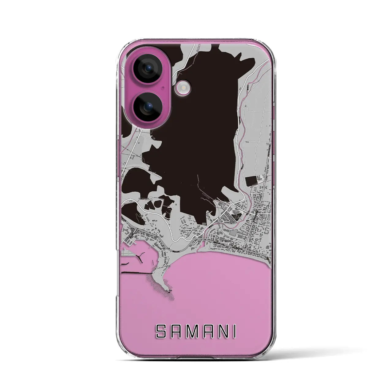 【様似(北海道)】地図柄iPhoneケース(クリアタイプ)モノトーン・iPhone 16 Pro 用
