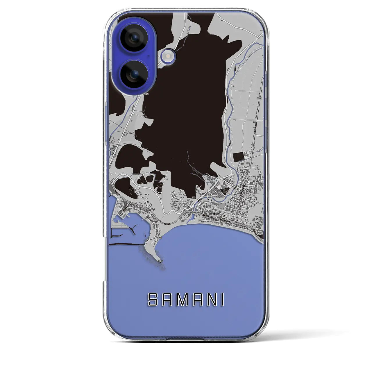 【様似(北海道)】地図柄iPhoneケース(クリアタイプ)モノトーン・iPhone 16 Pro Max 用