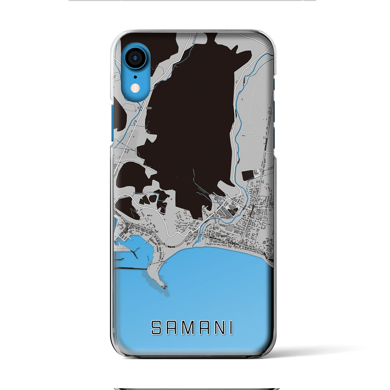 【様似(北海道)】地図柄iPhoneケース(クリアタイプ)モノトーン・iPhone XR 用
