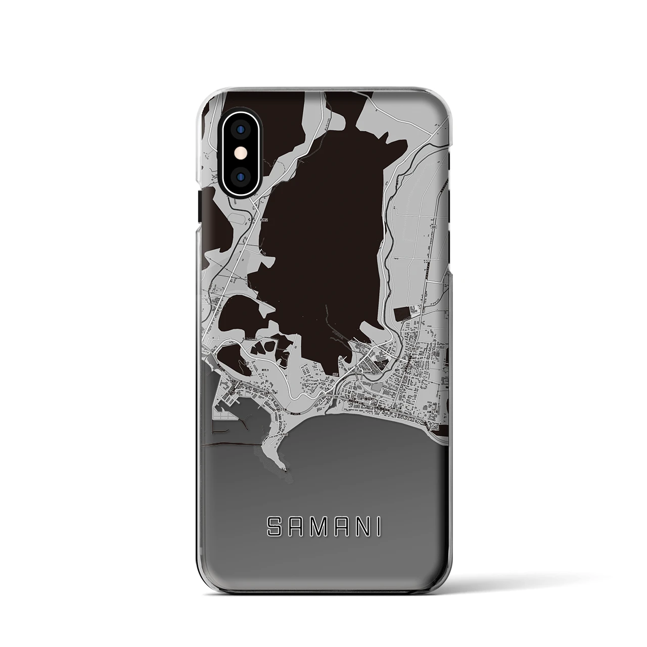 【様似(北海道)】地図柄iPhoneケース(クリアタイプ)モノトーン・iPhone XS / X 用
