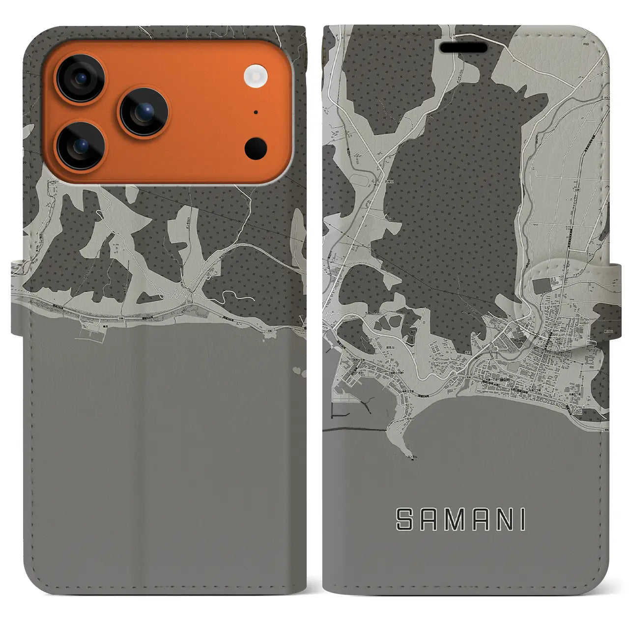 【様似(北海道)】地図柄iPhoneケース(手帳タイプ)