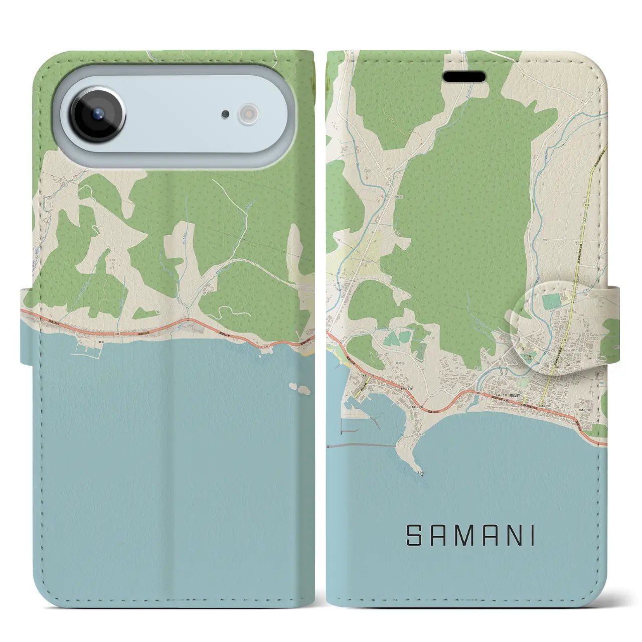 【様似(北海道)】地図柄iPhoneケース(手帳タイプ)