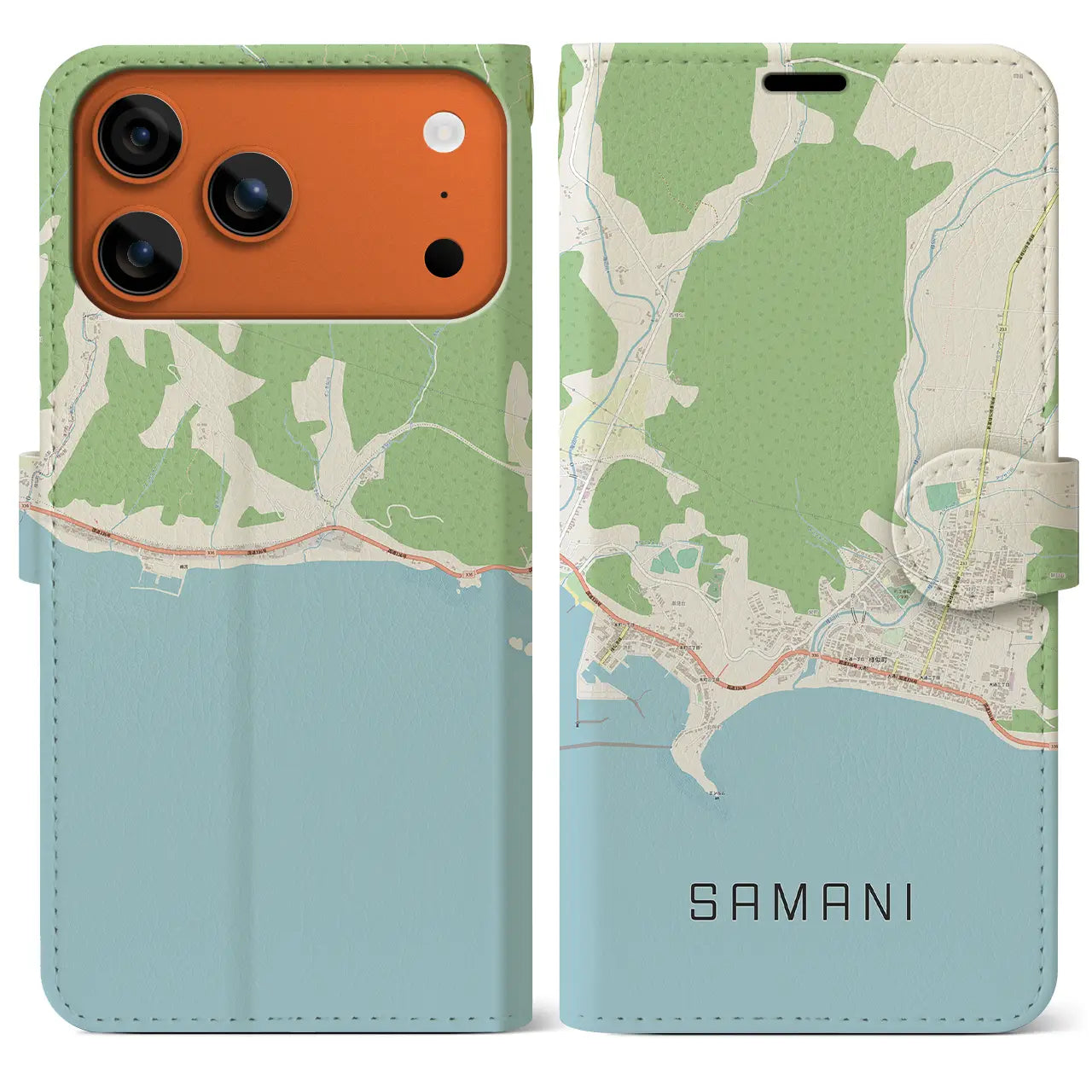 【様似(北海道)】地図柄iPhoneケース(手帳タイプ)