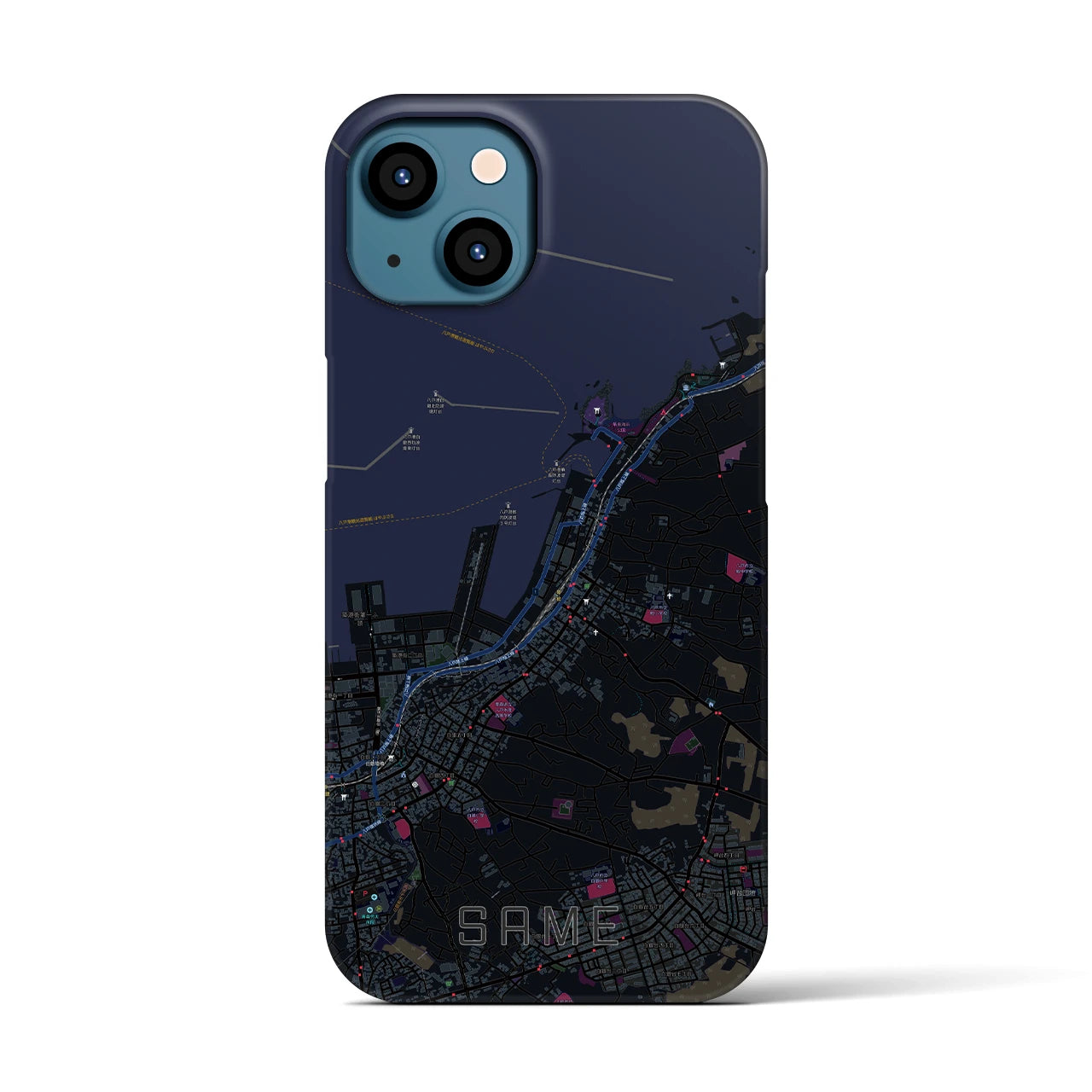 【鮫(青森県)】地図柄iPhoneケース(バックカバータイプ)