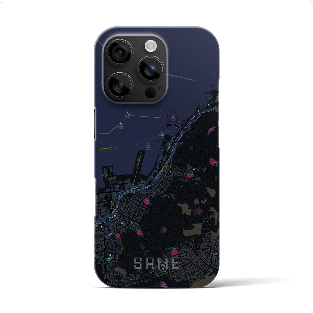 【鮫(青森県)】地図柄iPhoneケース(バックカバータイプ)