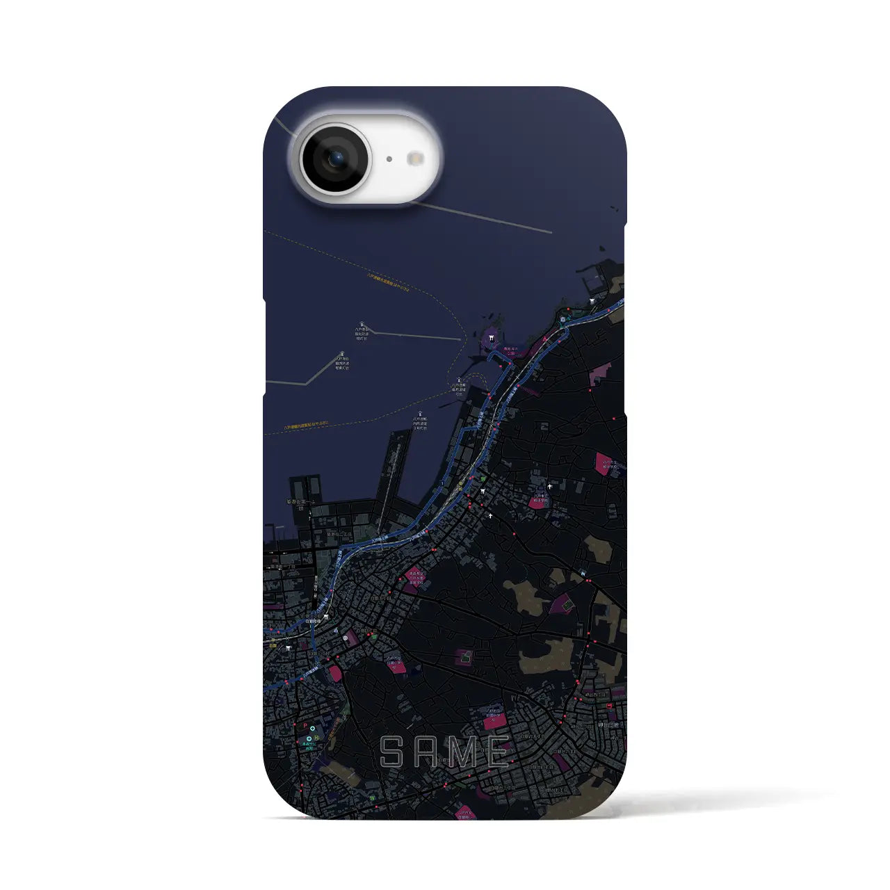 【鮫(青森県)】地図柄iPhoneケース(バックカバータイプ)