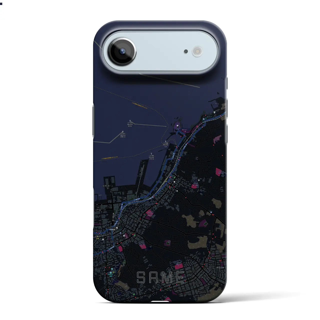 【鮫(青森県)】地図柄iPhoneケース(バックカバータイプ)