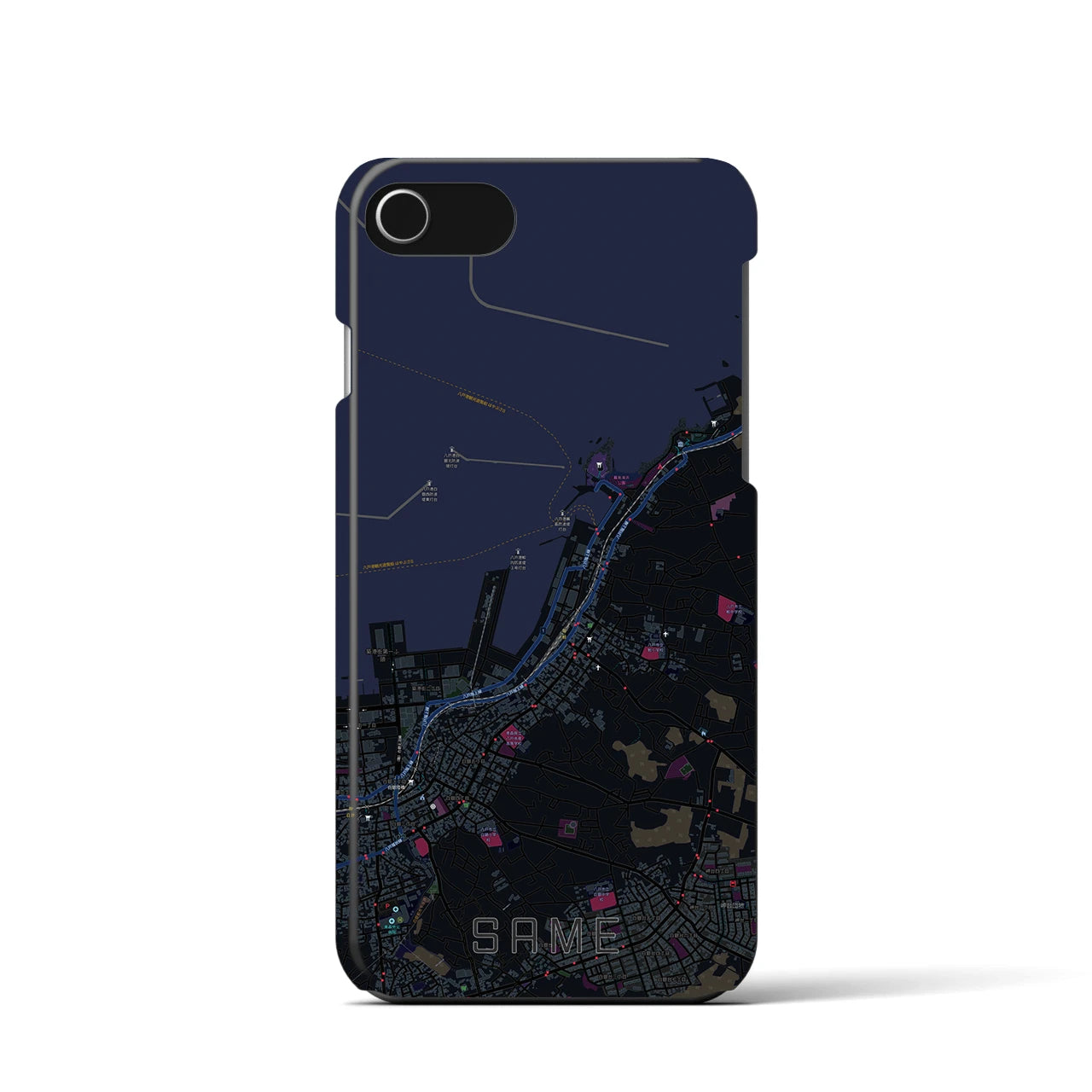 【鮫(青森県)】地図柄iPhoneケース(バックカバータイプ)