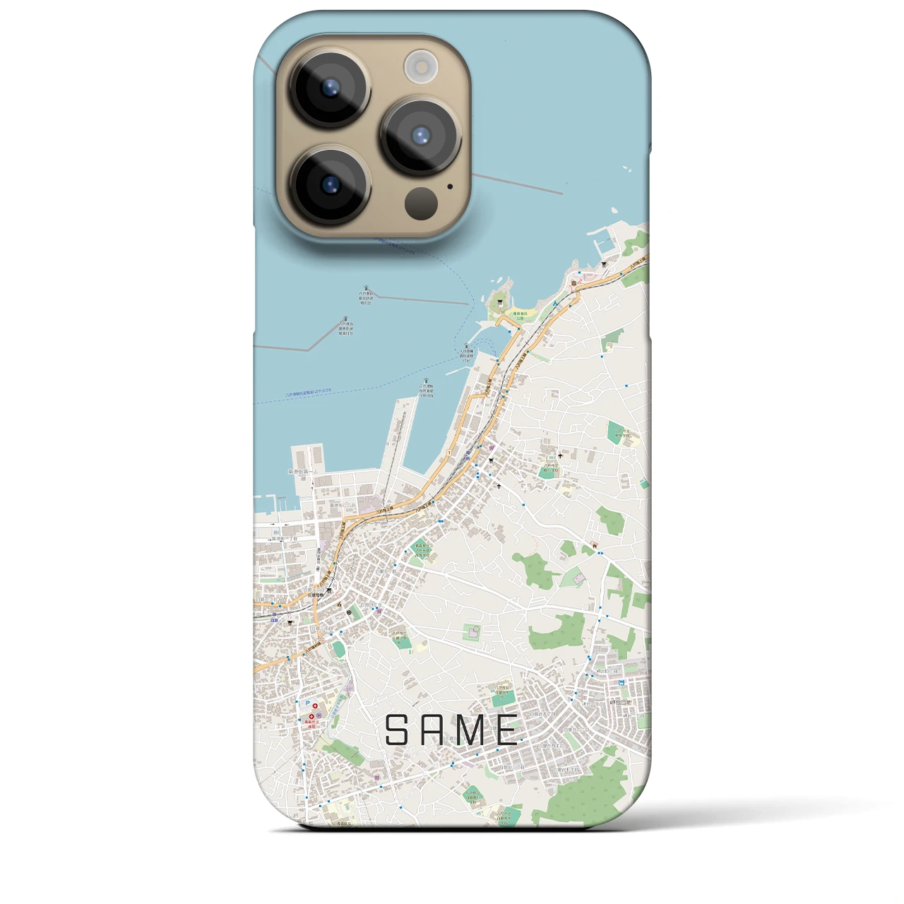 【鮫(青森県)】地図柄iPhoneケース(バックカバータイプ)