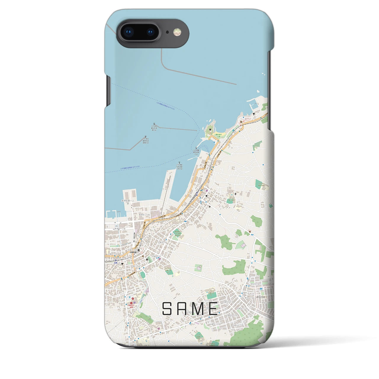 【鮫(青森県)】地図柄iPhoneケース(バックカバータイプ)