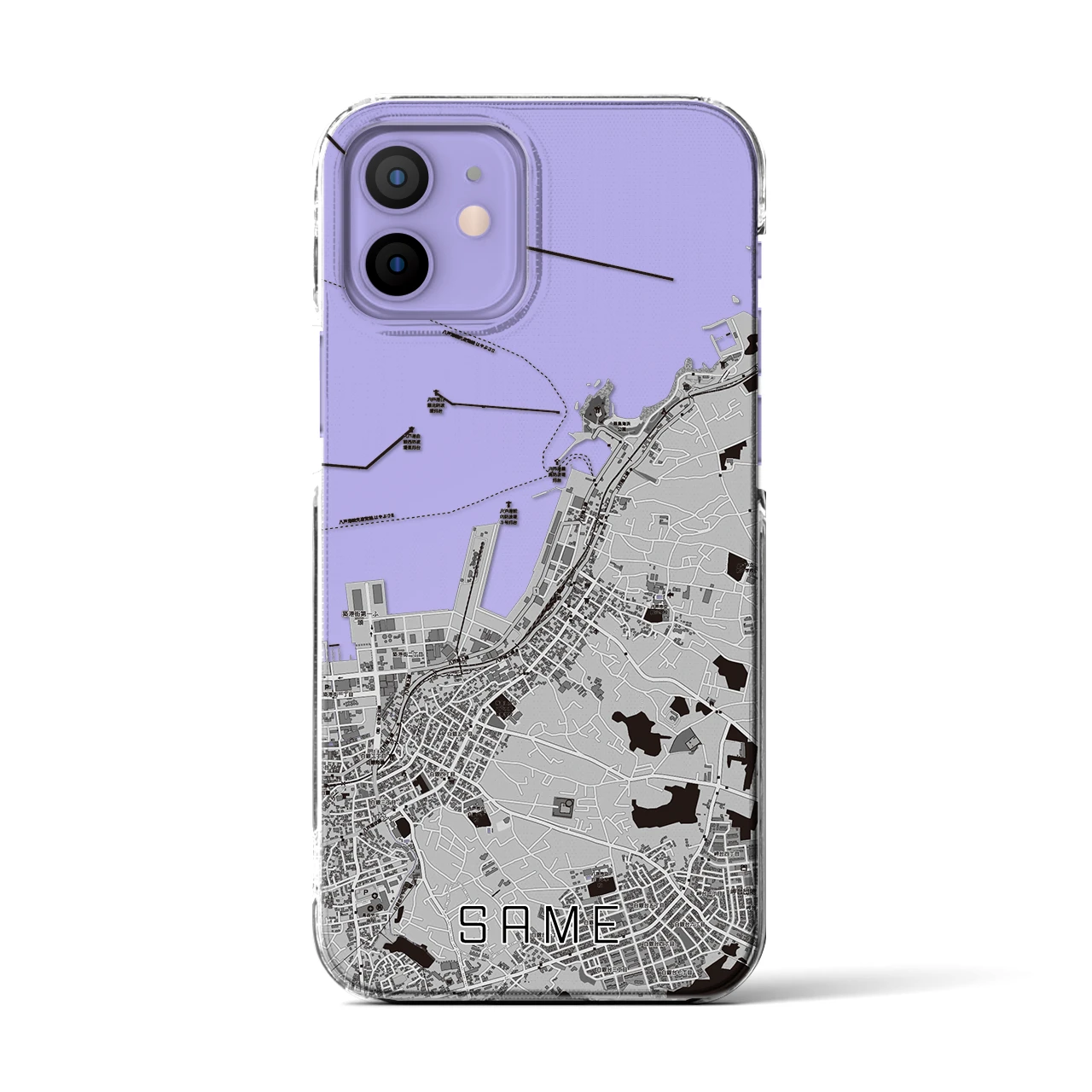 【鮫(青森県)】地図柄iPhoneケース(クリアタイプ)