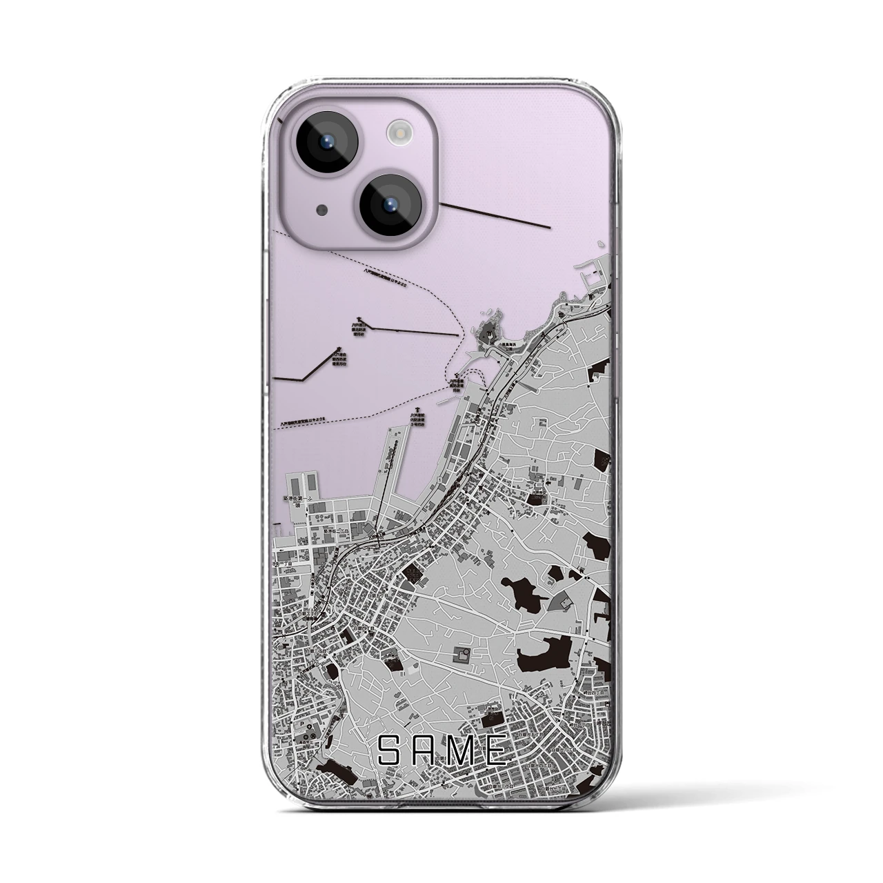 【鮫(青森県)】地図柄iPhoneケース(クリアタイプ)