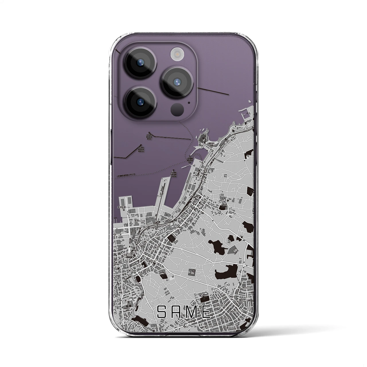 【鮫(青森県)】地図柄iPhoneケース(クリアタイプ)