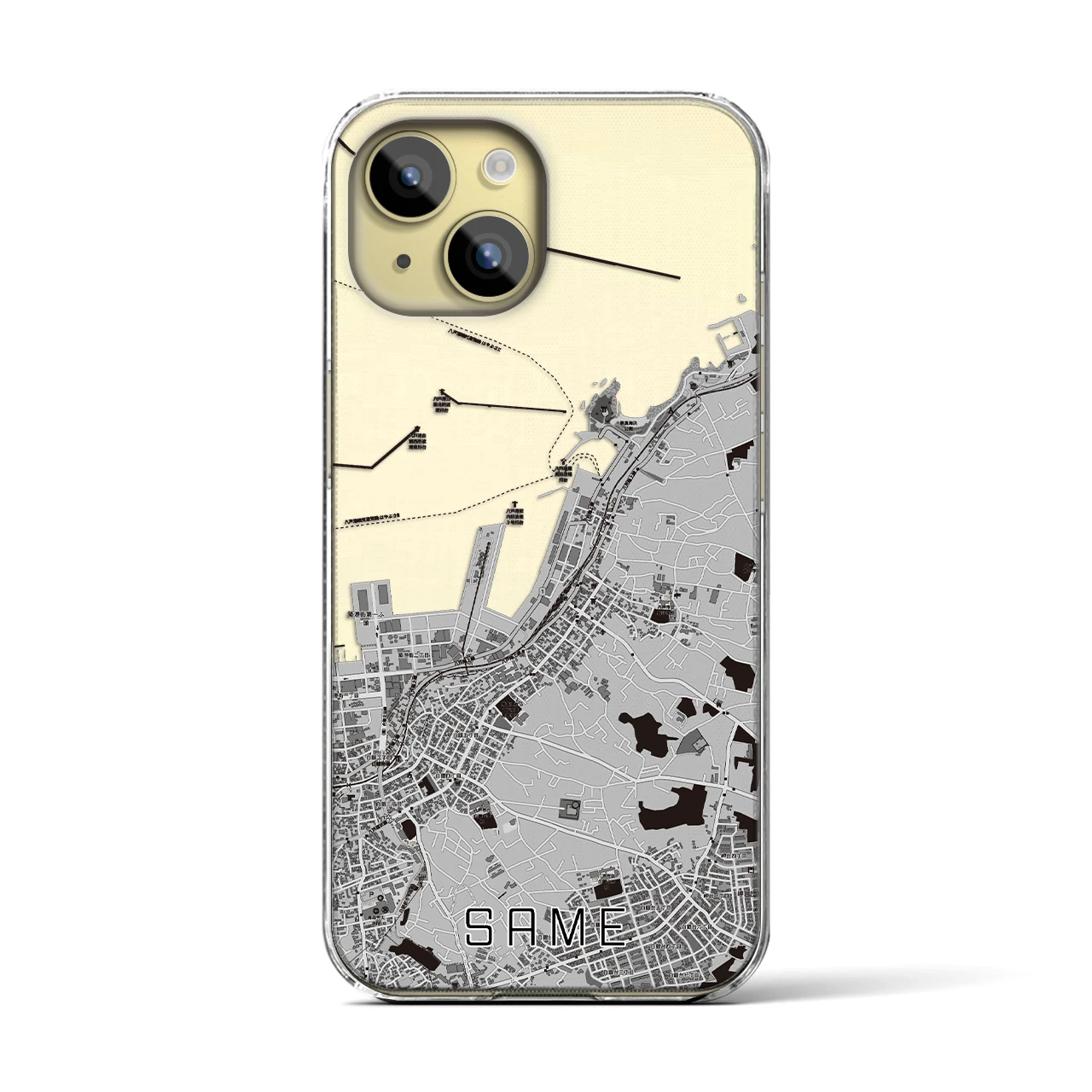 【鮫(青森県)】地図柄iPhoneケース(クリアタイプ)