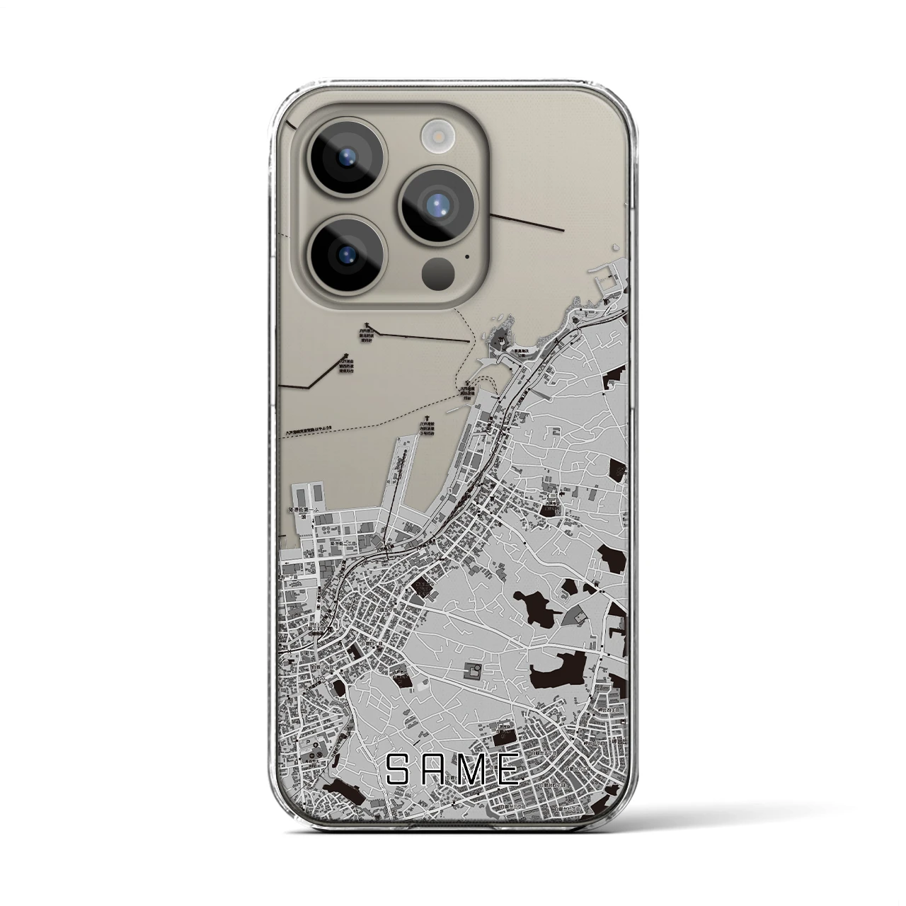 【鮫(青森県)】地図柄iPhoneケース(クリアタイプ)