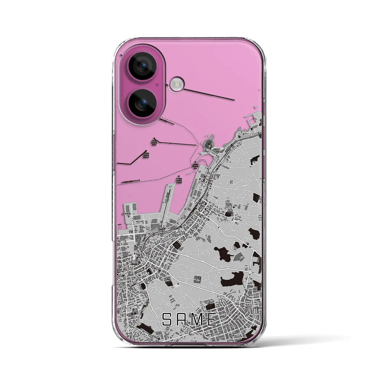 【鮫(青森県)】地図柄iPhoneケース(クリアタイプ)