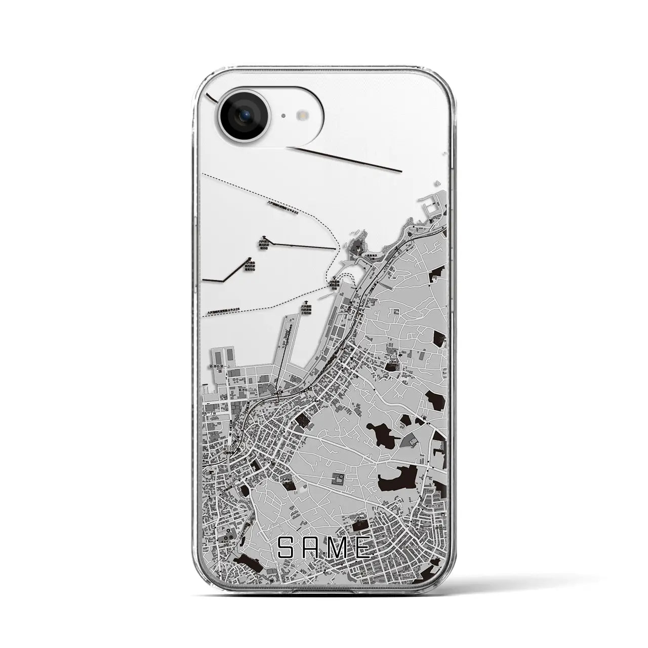 【鮫(青森県)】地図柄iPhoneケース(クリアタイプ)