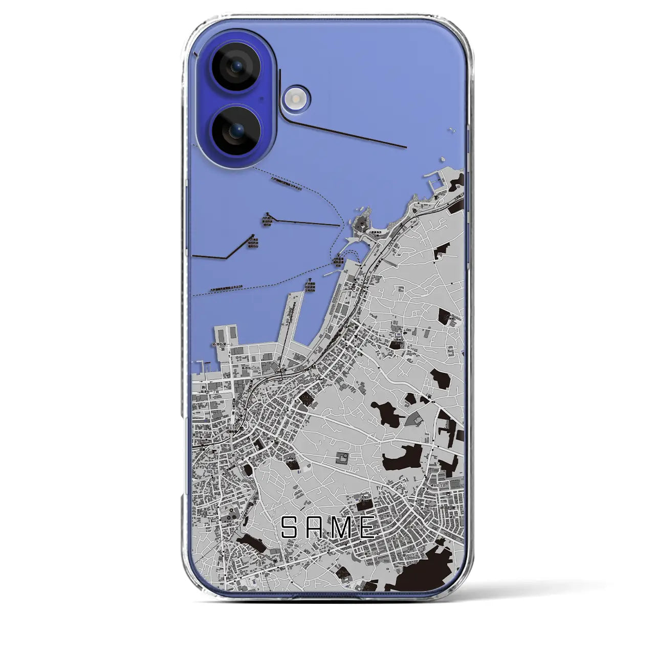 【鮫(青森県)】地図柄iPhoneケース(クリアタイプ)