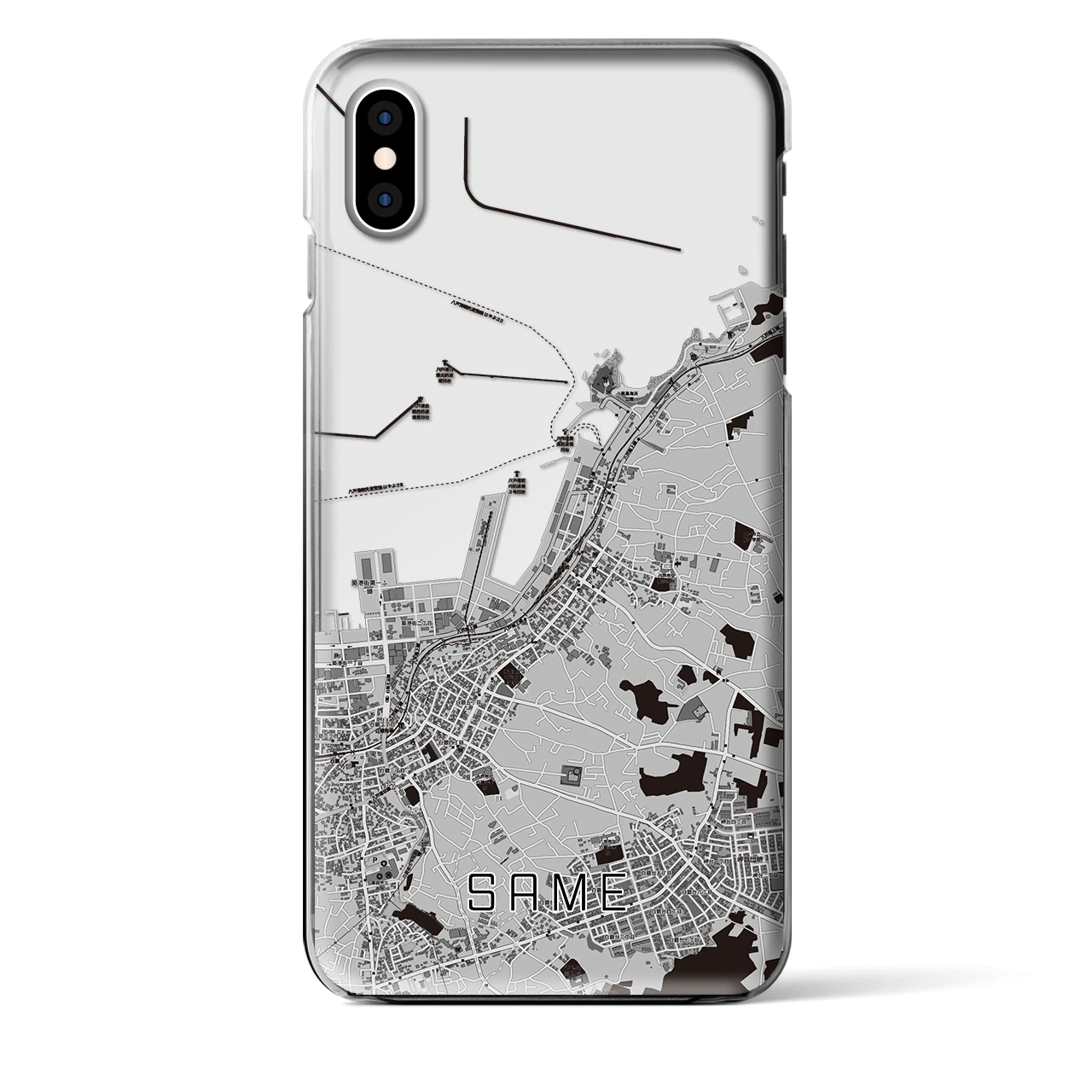 【鮫(青森県)】地図柄iPhoneケース(クリアタイプ)