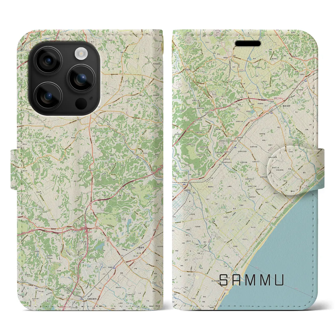 【山武(千葉県)】地図柄iPhoneケース(手帳タイプ)