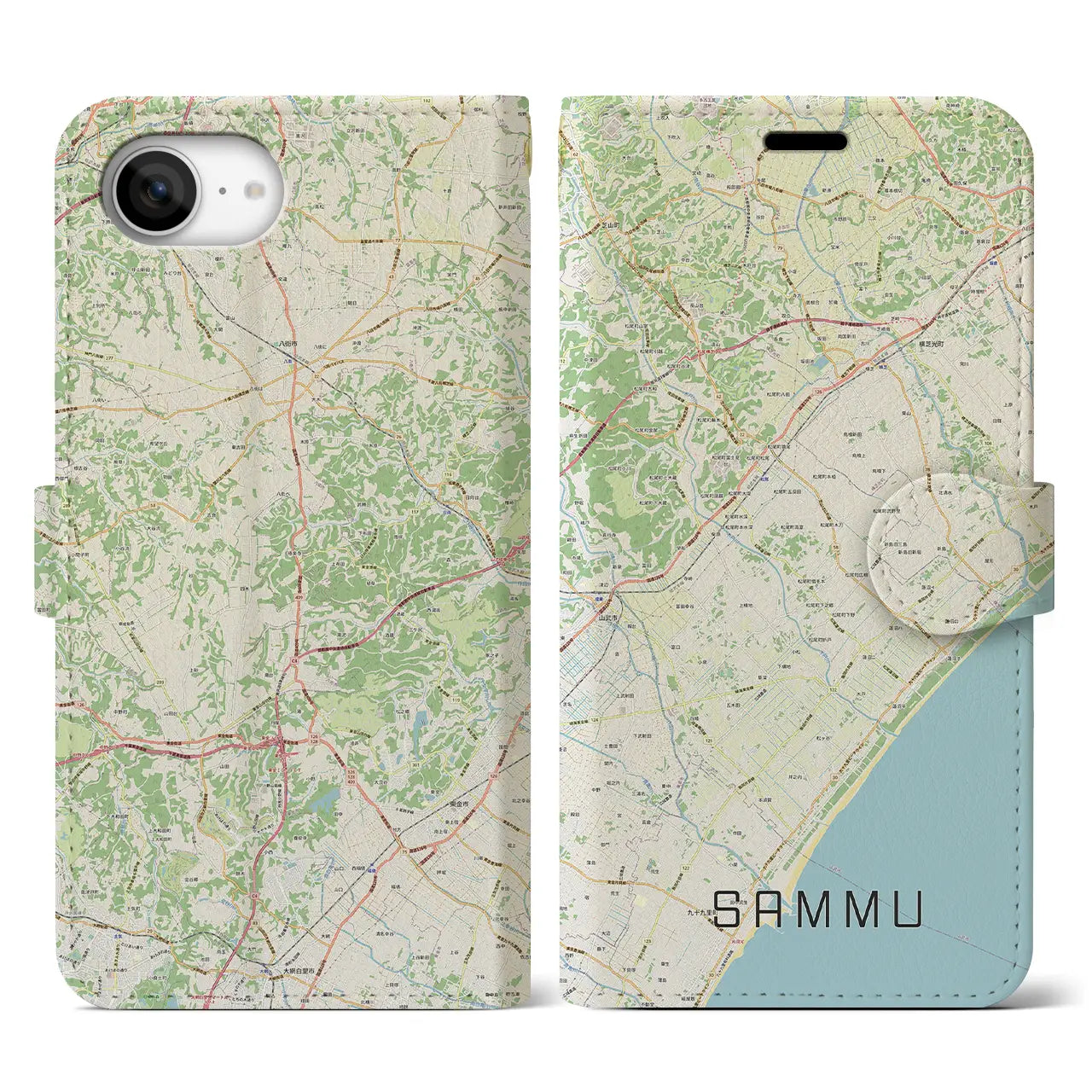 【山武(千葉県)】地図柄iPhoneケース(手帳タイプ)