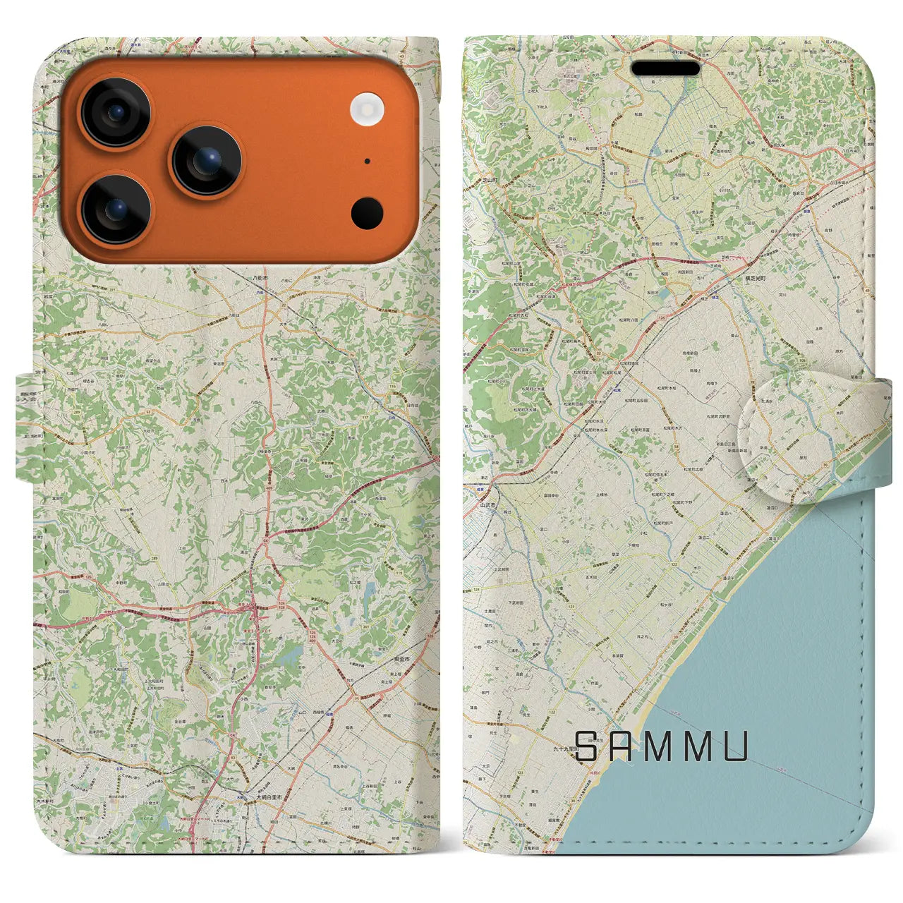 【山武(千葉県)】地図柄iPhoneケース(手帳タイプ)