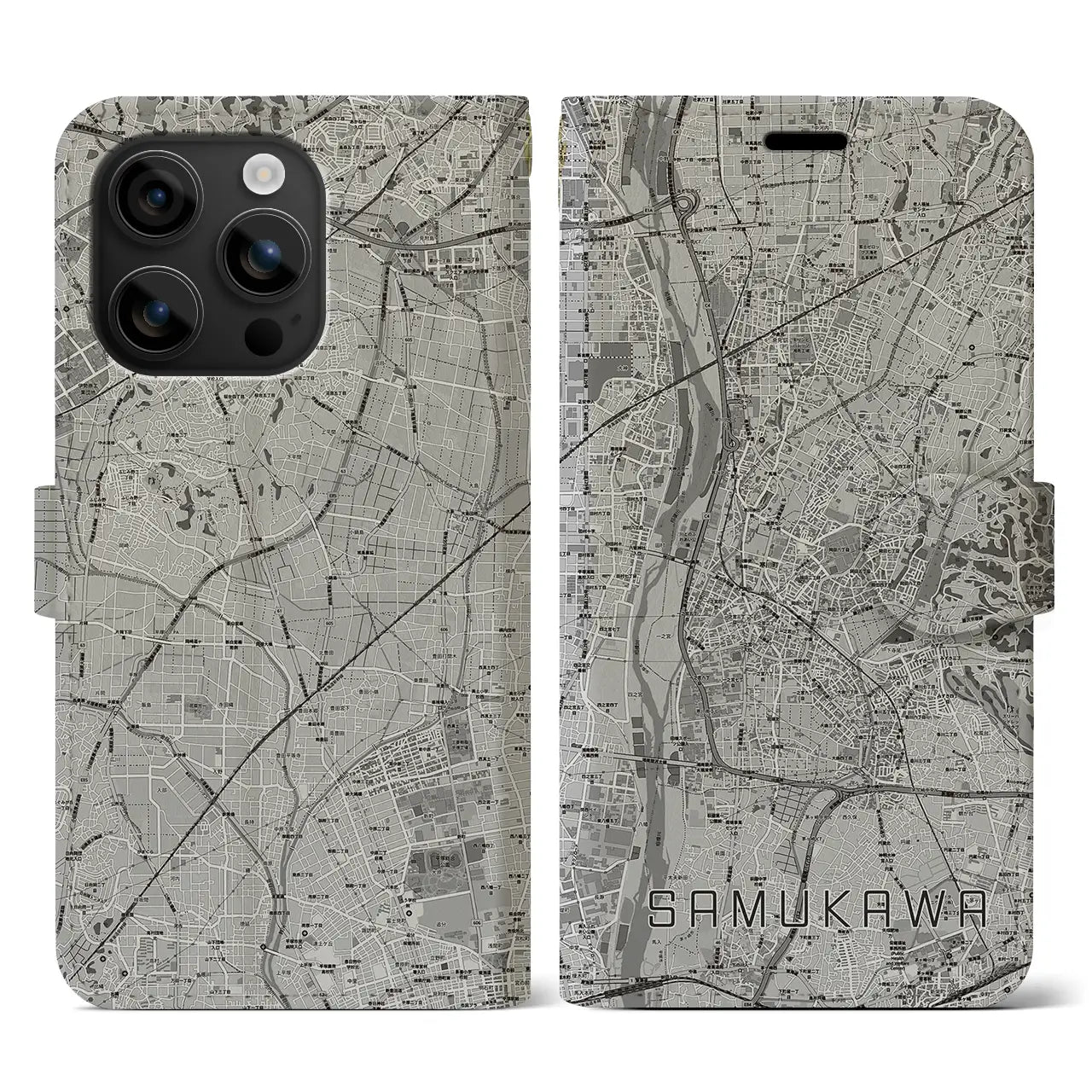 【寒川(神奈川県)】地図柄iPhoneケース(手帳タイプ)