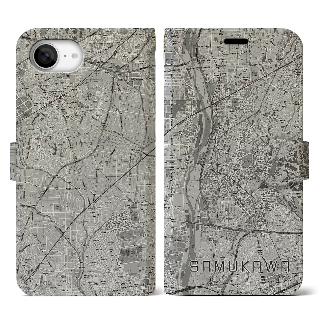 【寒川(神奈川県)】地図柄iPhoneケース(手帳タイプ)