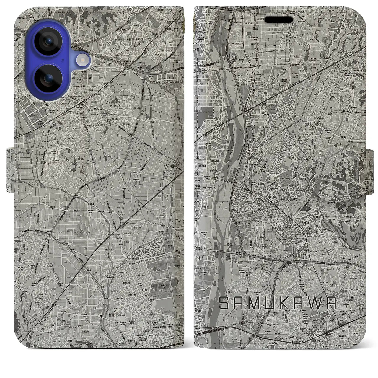 【寒川(神奈川県)】地図柄iPhoneケース(手帳タイプ)