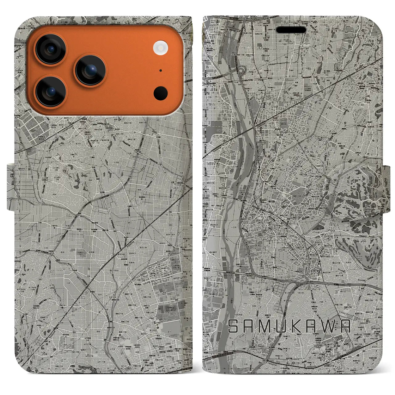 【寒川(神奈川県)】地図柄iPhoneケース(手帳タイプ)