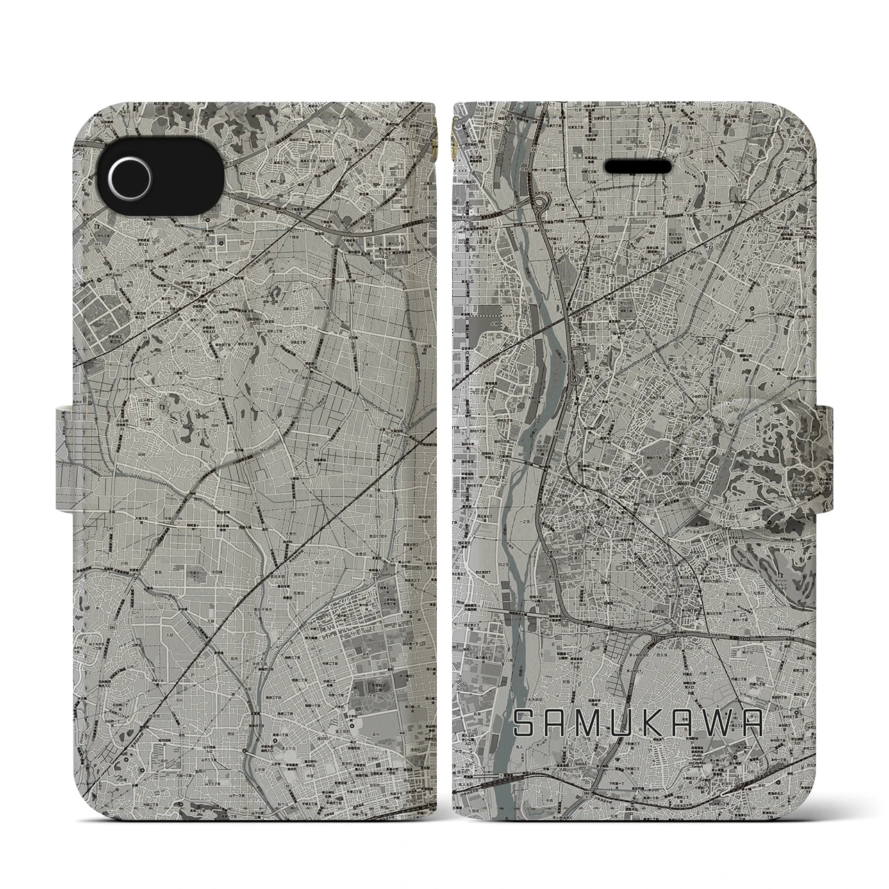 【寒川(神奈川県)】地図柄iPhoneケース(手帳タイプ)