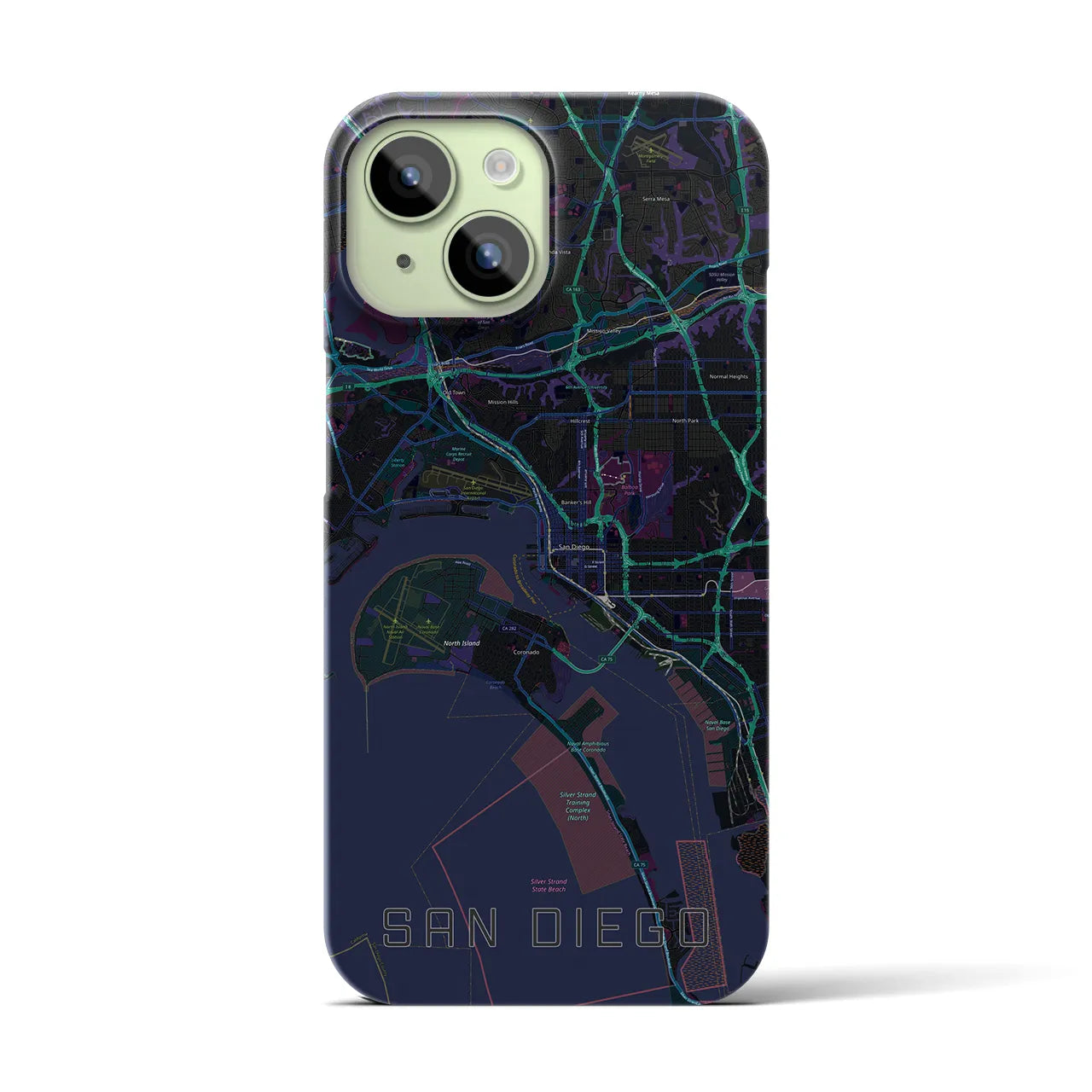 【サンディエゴ(アメリカ)】地図柄iPhoneケース(バックカバータイプ)
