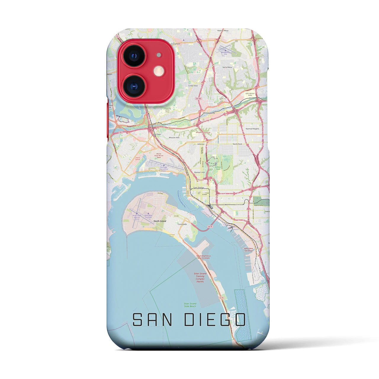 【サンディエゴ(アメリカ)】地図柄iPhoneケース(バックカバータイプ)ナチュラル・iPhone 11 用