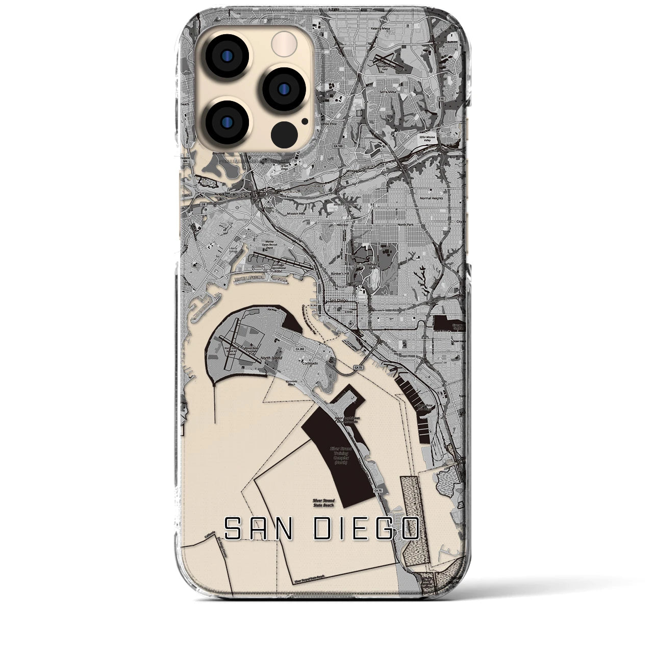 【サンディエゴ(アメリカ)】地図柄iPhoneケース(クリアタイプ)