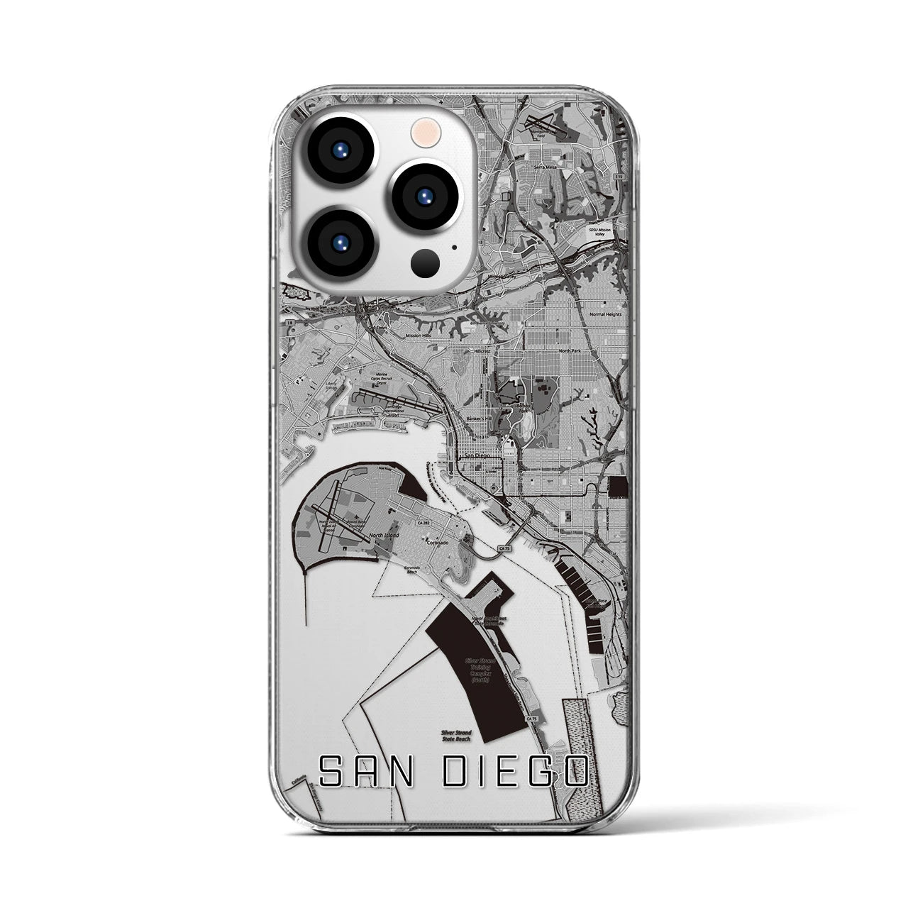 【サンディエゴ(アメリカ)】地図柄iPhoneケース(クリアタイプ)