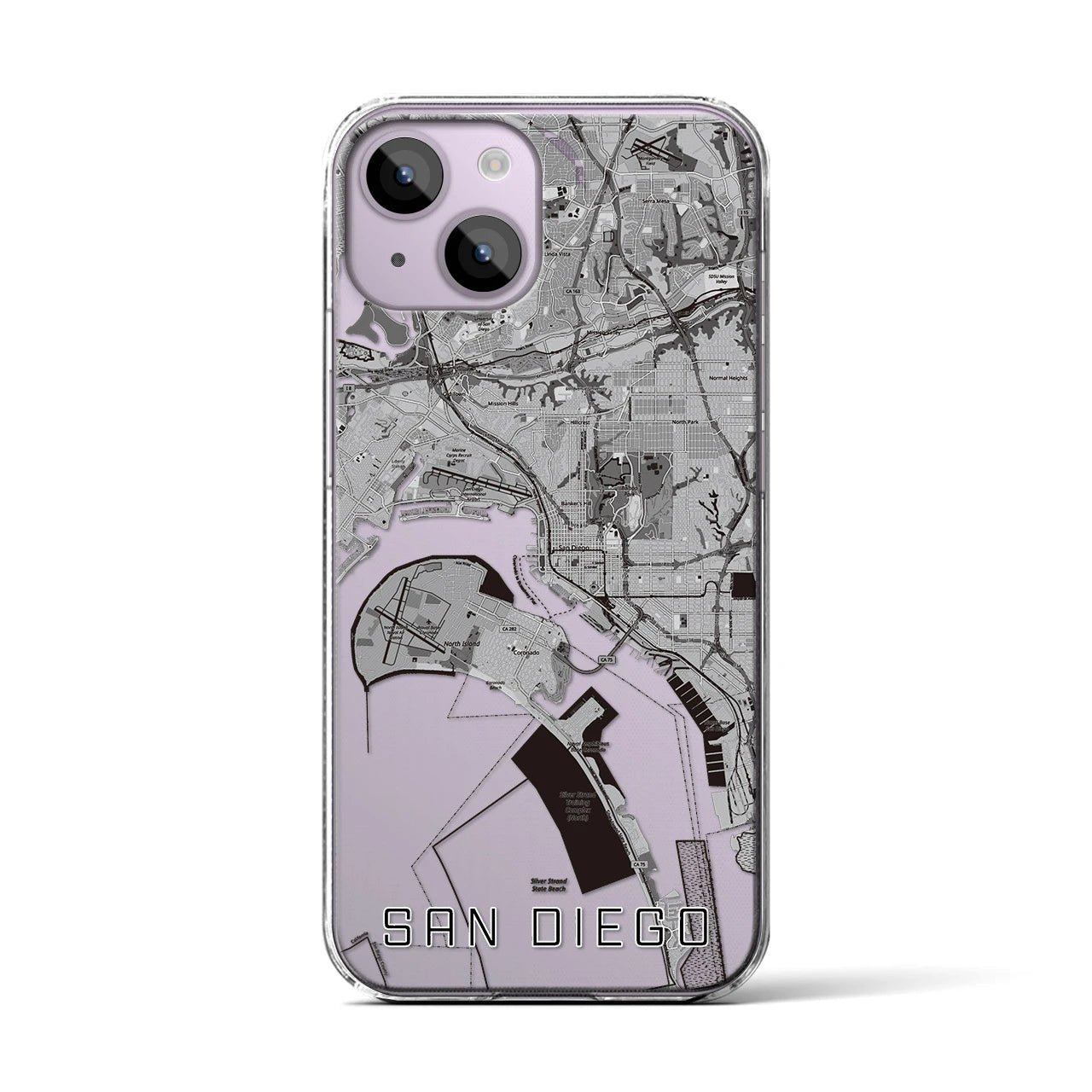 【サンディエゴ(アメリカ)】地図柄iPhoneケース(クリアタイプ)