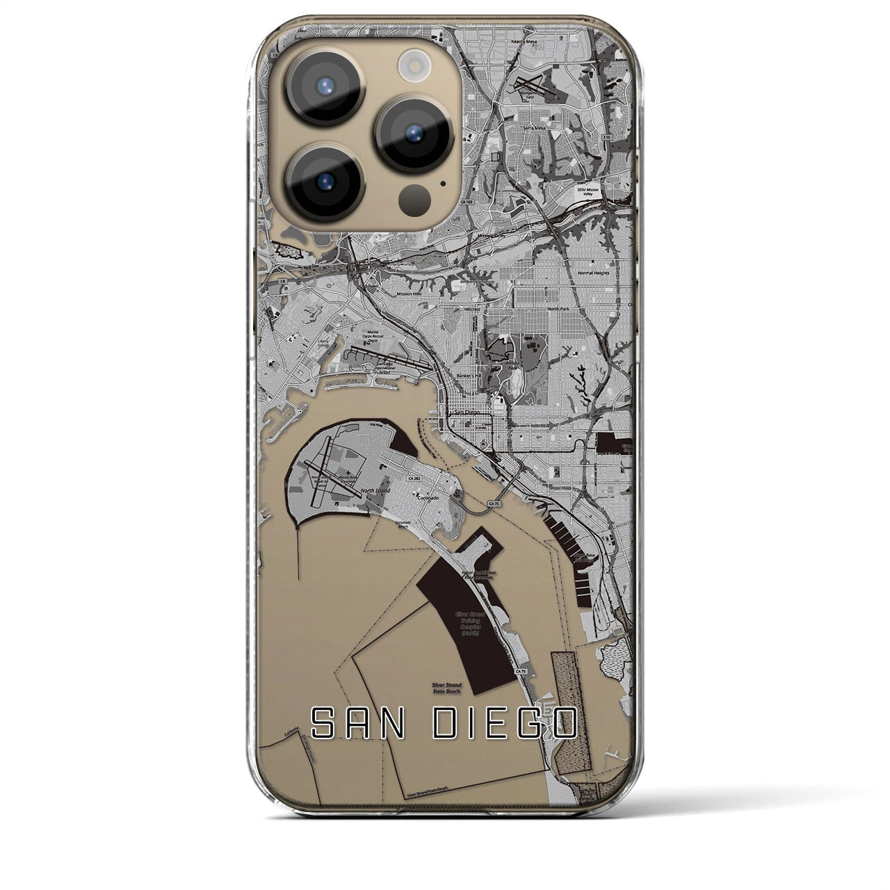 【サンディエゴ(アメリカ)】地図柄iPhoneケース(クリアタイプ)