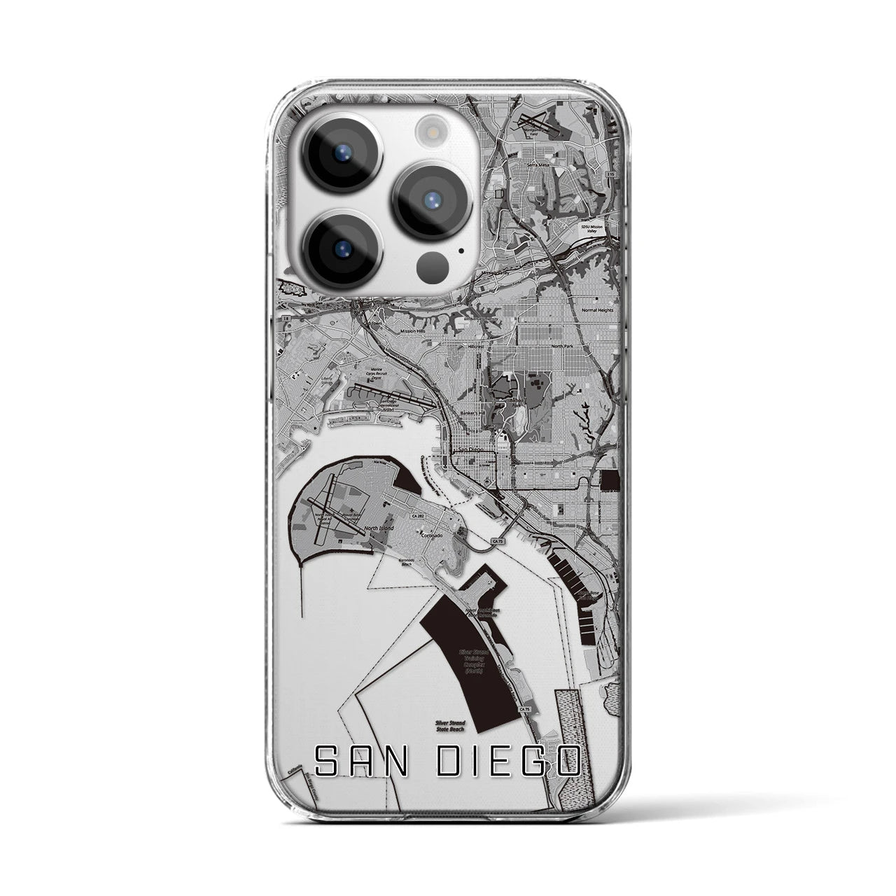 【サンディエゴ(アメリカ)】地図柄iPhoneケース(クリアタイプ)