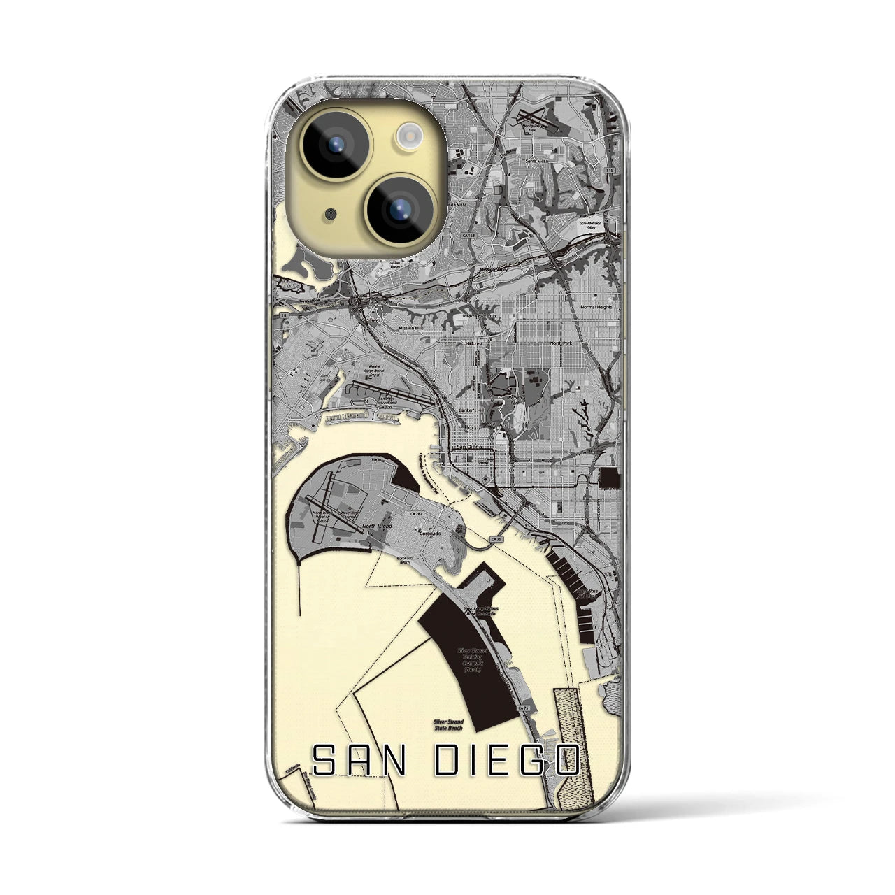 【サンディエゴ(アメリカ)】地図柄iPhoneケース(クリアタイプ)