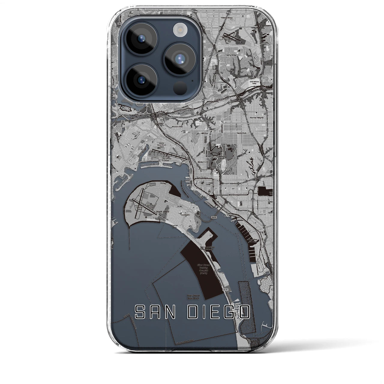 【サンディエゴ(アメリカ)】地図柄iPhoneケース(クリアタイプ)