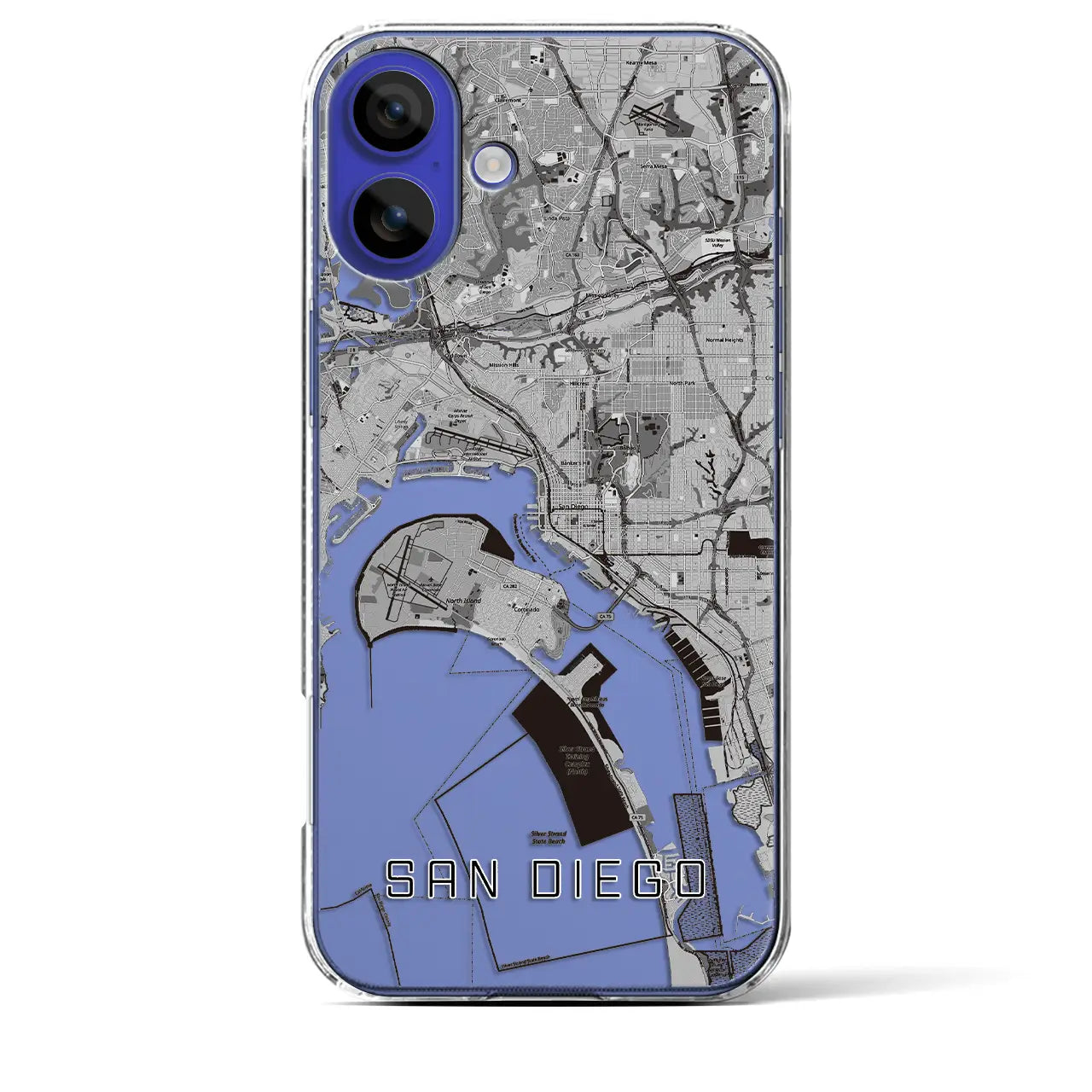 【サンディエゴ(アメリカ)】地図柄iPhoneケース(クリアタイプ)