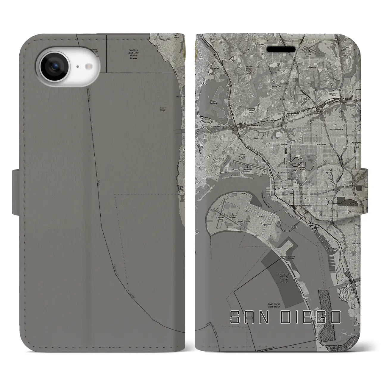 【サンディエゴ(アメリカ)】地図柄iPhoneケース(手帳タイプ)