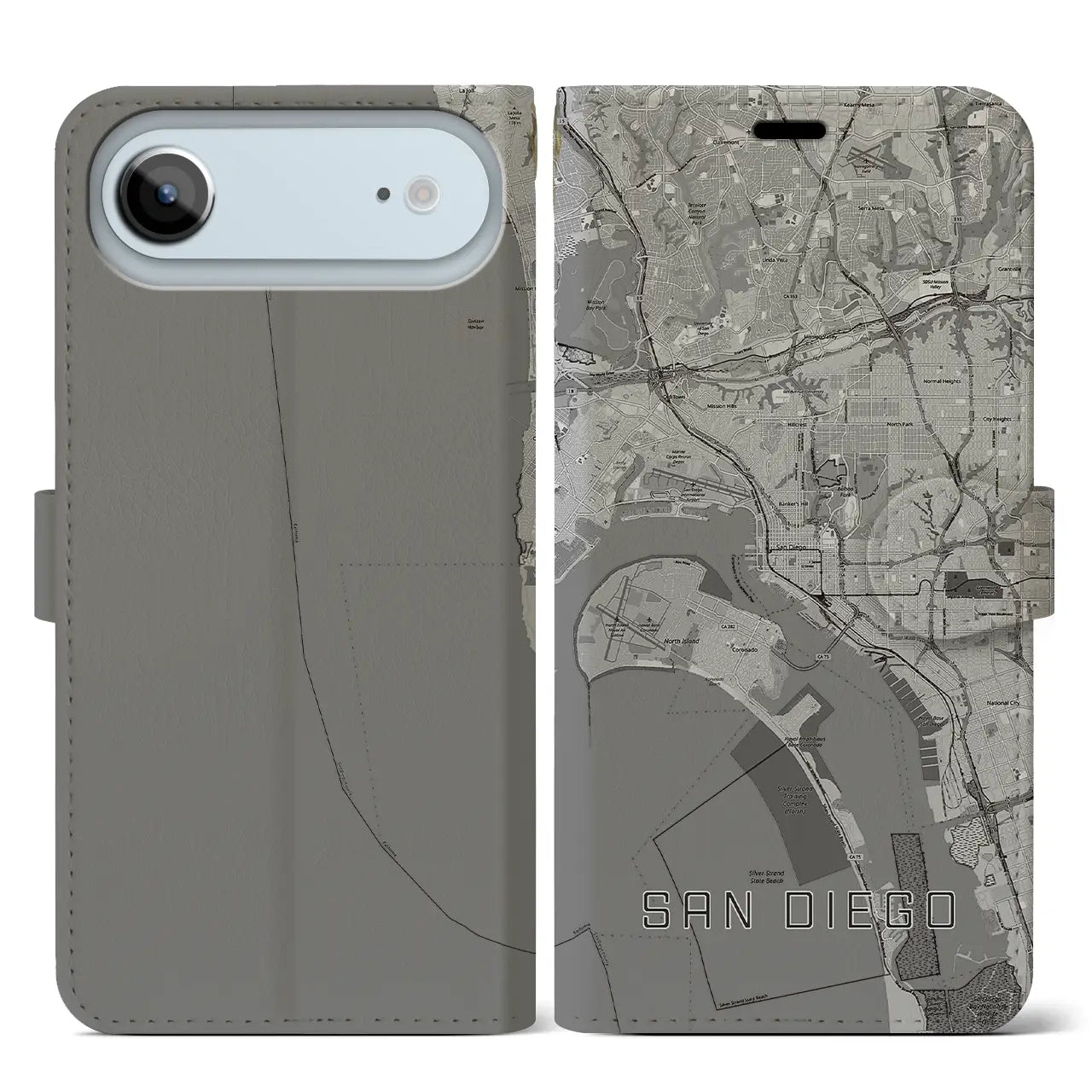 【サンディエゴ(アメリカ)】地図柄iPhoneケース(手帳タイプ)